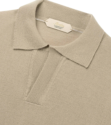 256458 aurelien polo shirt buttonless rib greige men 5