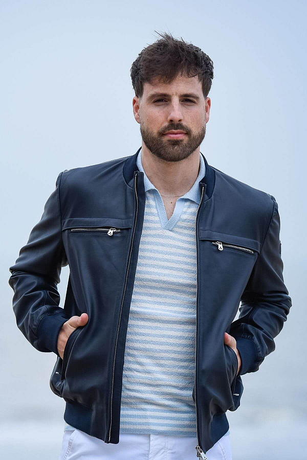 172126 peuterey jas sands leather blauw