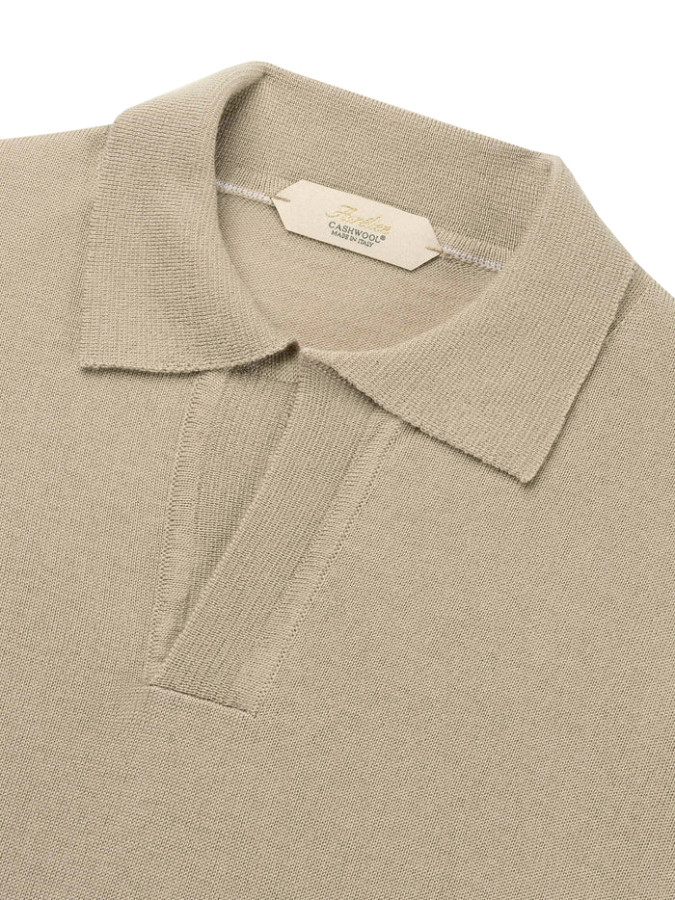 256458 aurelien polo shirt buttonless rib greige men 5