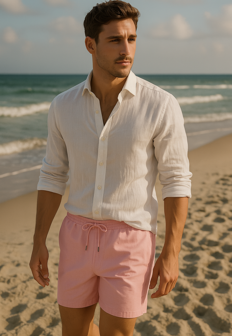ralph lauren zwemshort en linnen overhemd van xacus