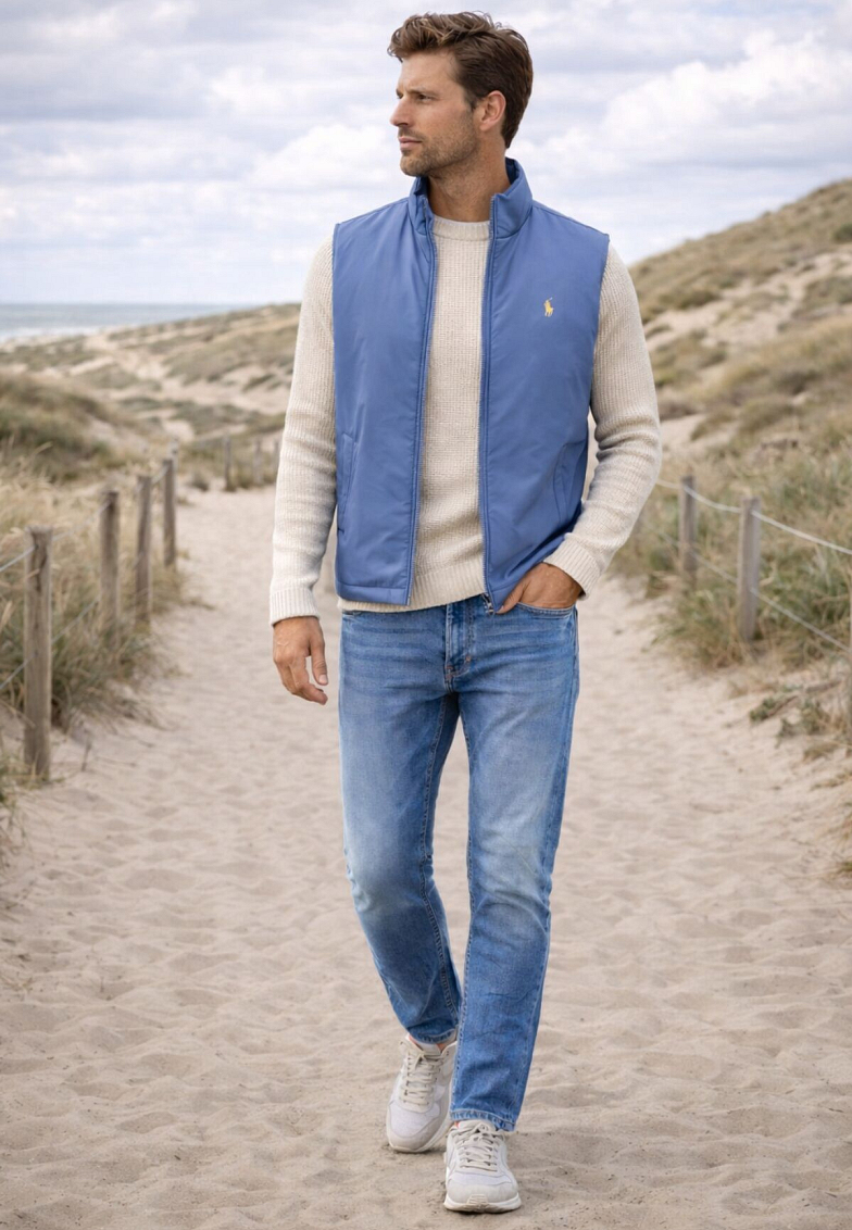 ralph lauren bodywarmer, tramarossa jeans en gran sasso knit zomer collectie 2026